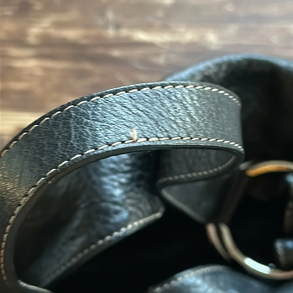 FURLA Black Pebbled Leather Hobo Bag